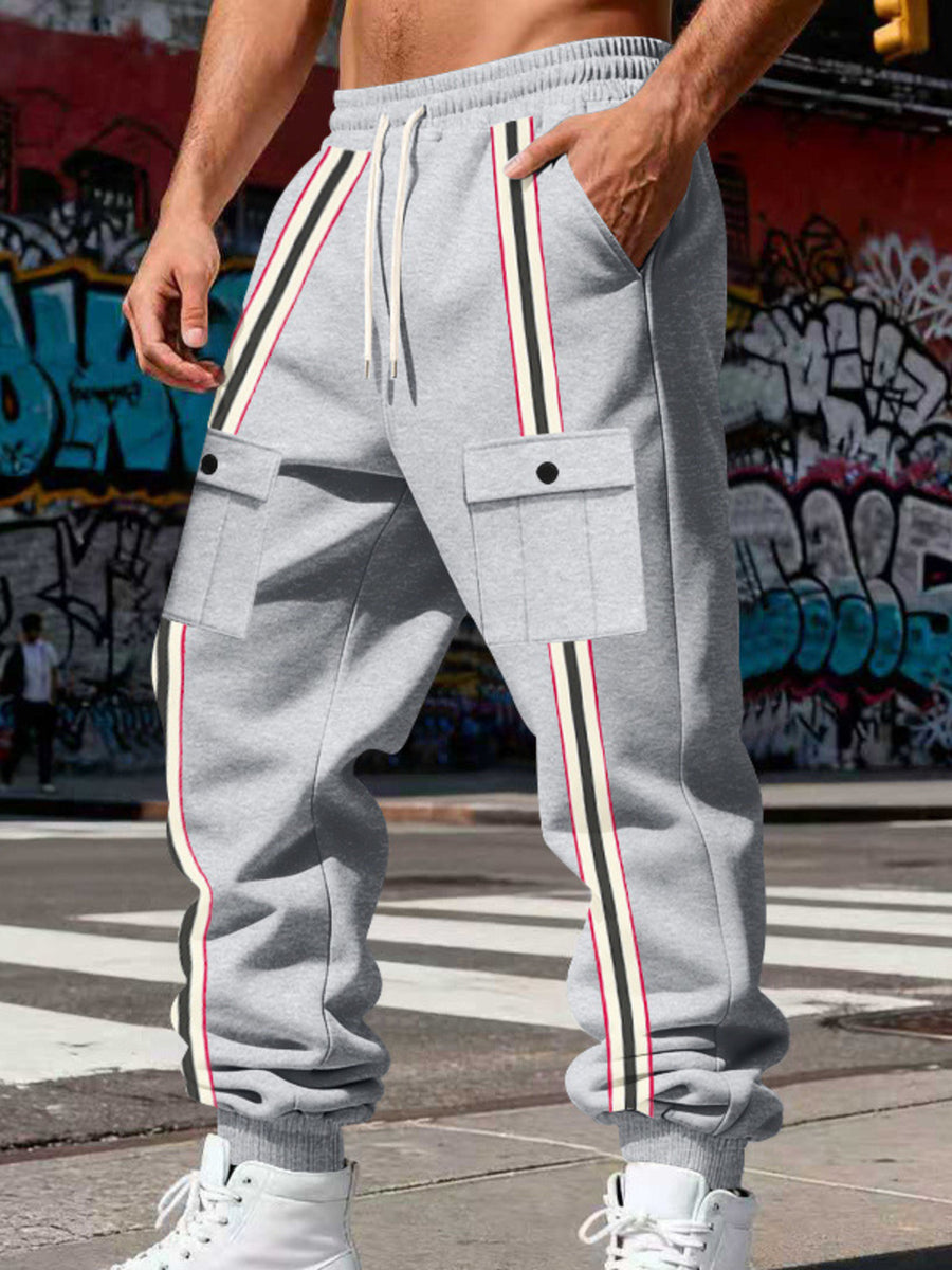 joggers in Army Green with striped and drawstring