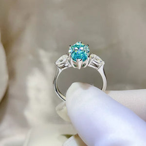 925 sterling silver,Moissanite Carat weight: 6ct Care instructions: Avoid wearin ring in Turquoise with classic silhouette