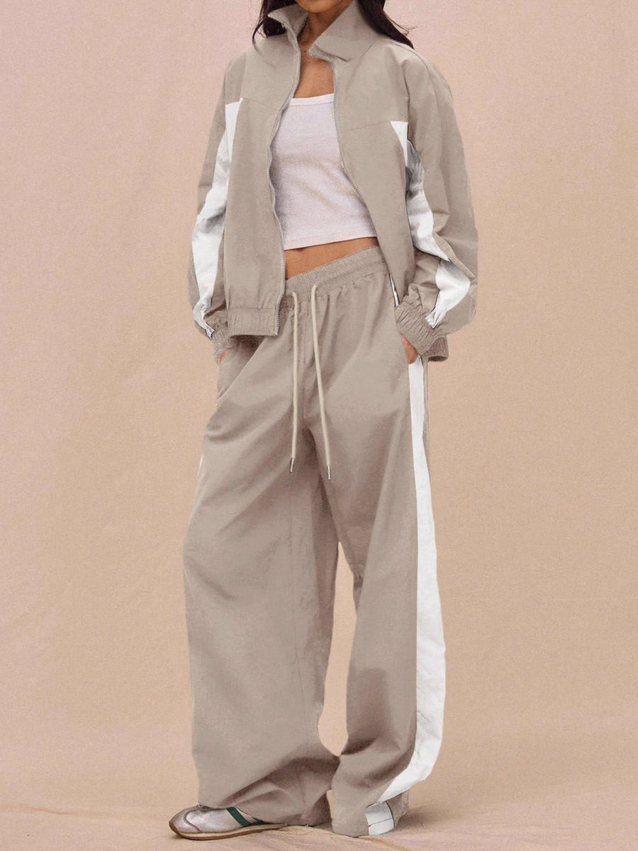 Yellow tracksuit featuring drawstring waist and color-block