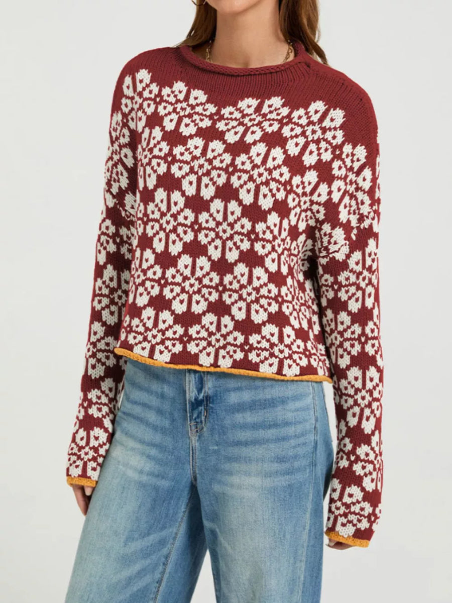 cream relaxed pullover sweater with crew neck