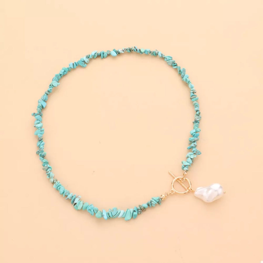 Turquoise,Freshwater Pearl,18K Gold-Plated,Alloy Care instructions: While wearin necklace in gold with choker silhouette