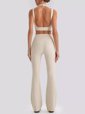 Brown activewear set with full-length and pullover