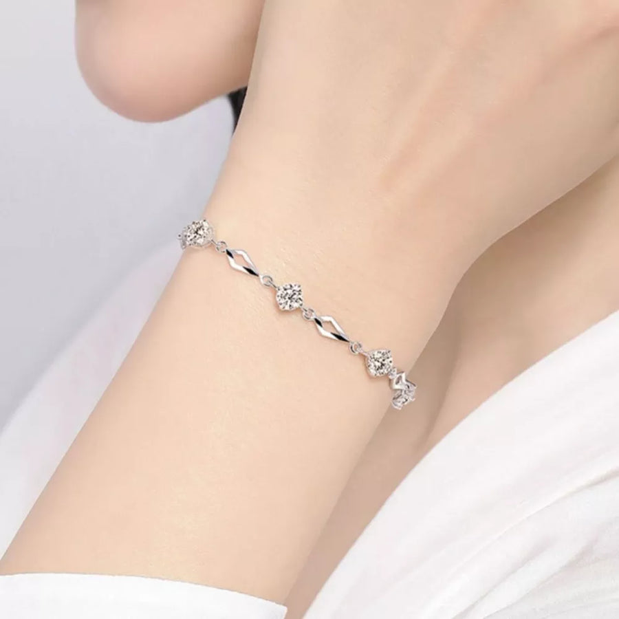 silver bracelet with full-length and hook-and-eye