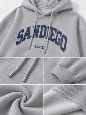 pullover hoodie in Light Gray with graphic-print and oversized
