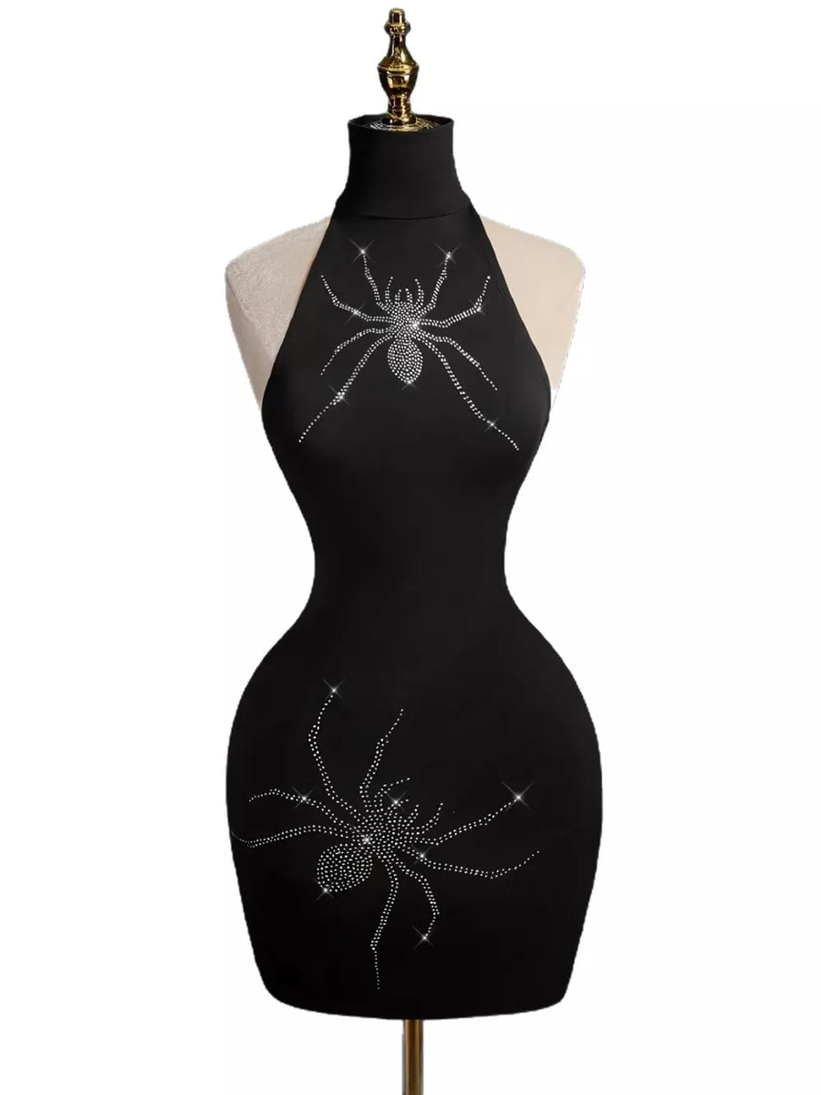 glam bodycon dress in Black with halter