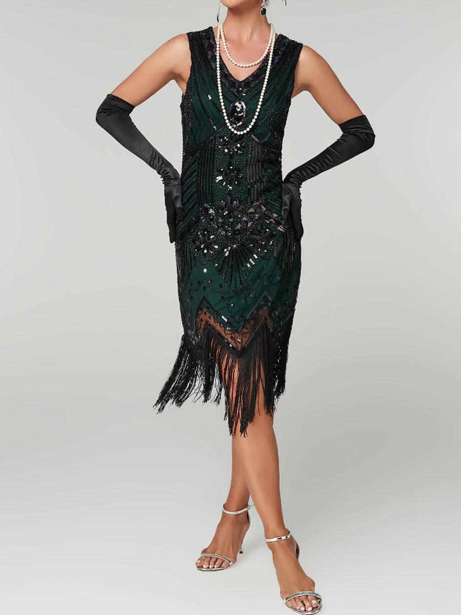 Black cocktail dress with below-knee and pullover
