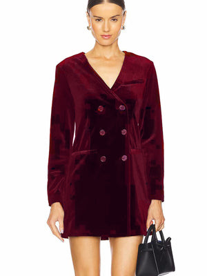 mini dress in burgundy featuring buttoned and straight fit
