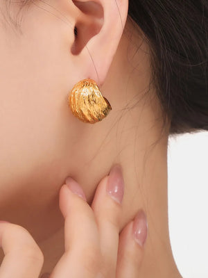 Gold-tone sculptural earrings with textured finish, 18K gold-plated.