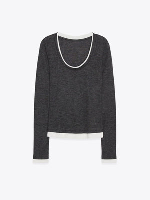 Dark Gray slim t-shirt with square neck