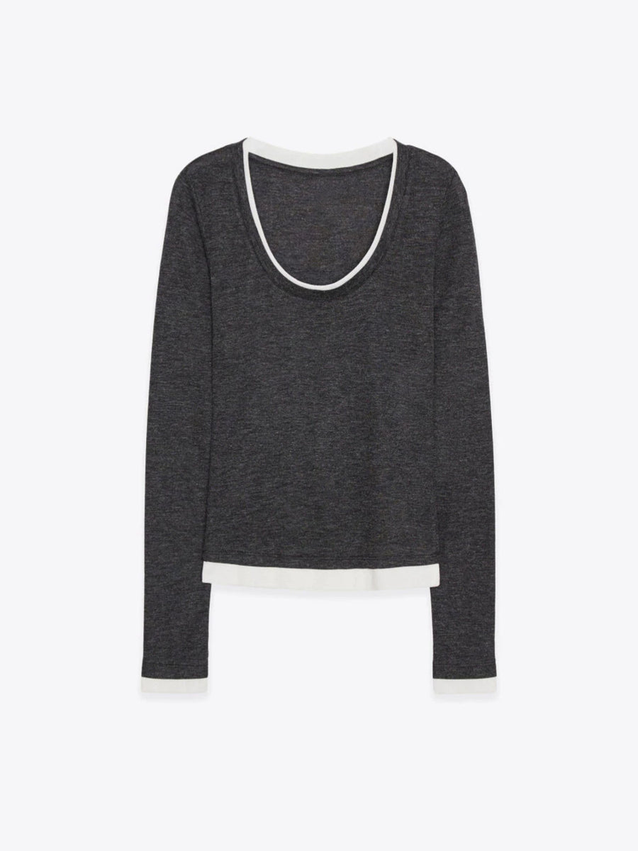 Dark Gray slim t-shirt with square neck