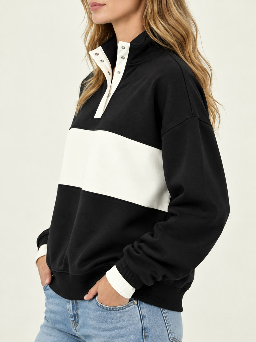 vintage-inspired sweatshirt in terracotta with mock neck