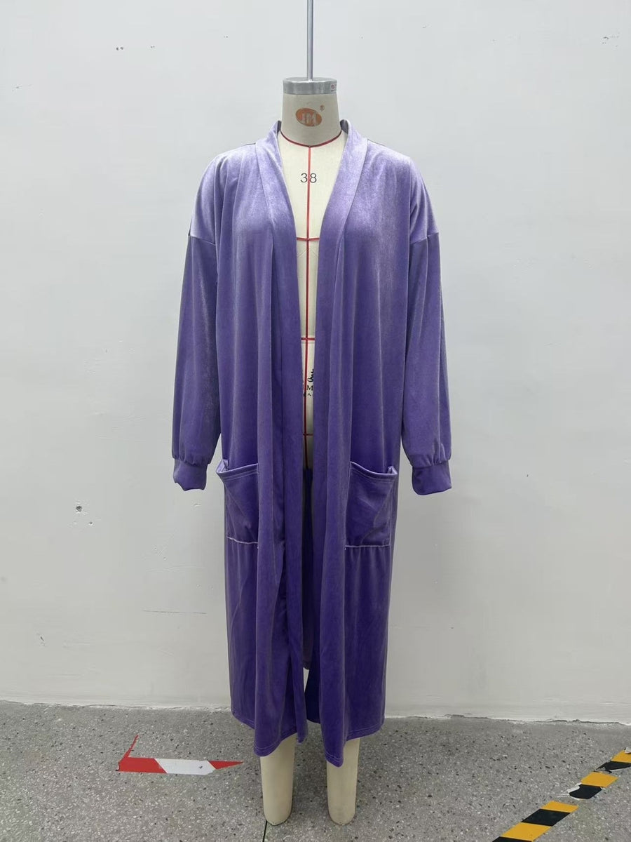 cardigan in Royal Blue with abstract-print and pocketed