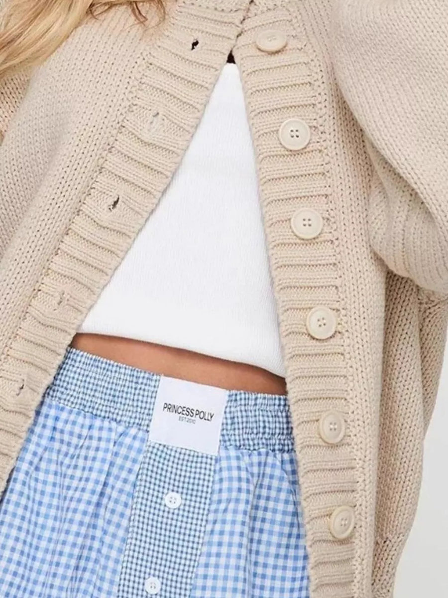 95% acrylic, % spandex Care instructions: Machine wash cold cardigan in Light Blue with relaxed silhouette