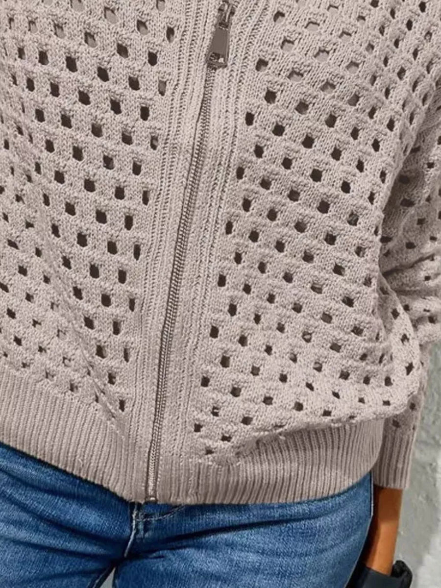 classic cardigan in Wine Red with crew neck