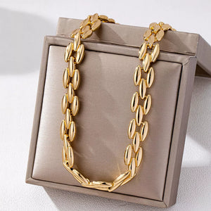 18K Gold-Plated,Alloy Care instructions: Avoid wearing during exercise, as sweat necklace in Gold with straight silhouette