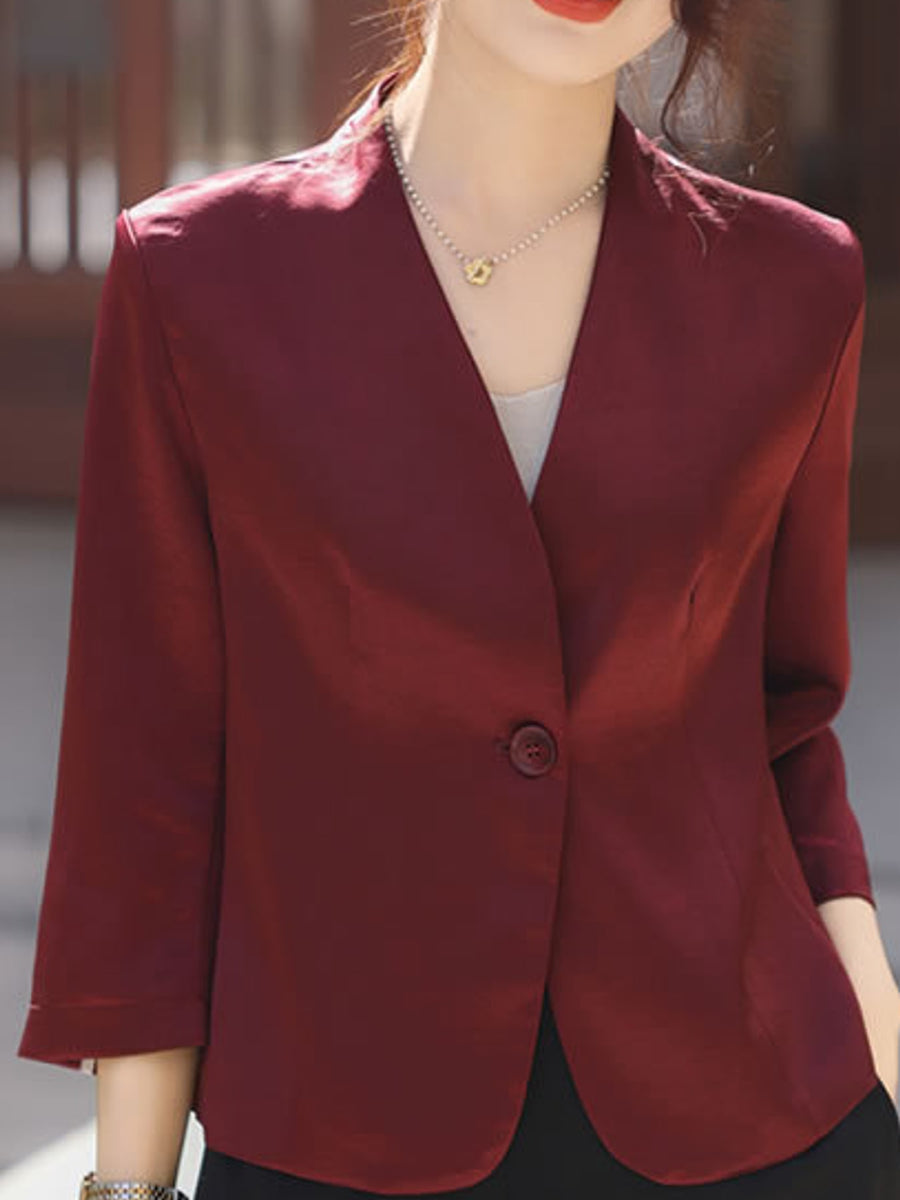 Polyester Care instructions: Hand wash cold blazer in Burgundy with regular silhouette