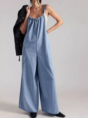 white jumpsuit with full-length and pullover