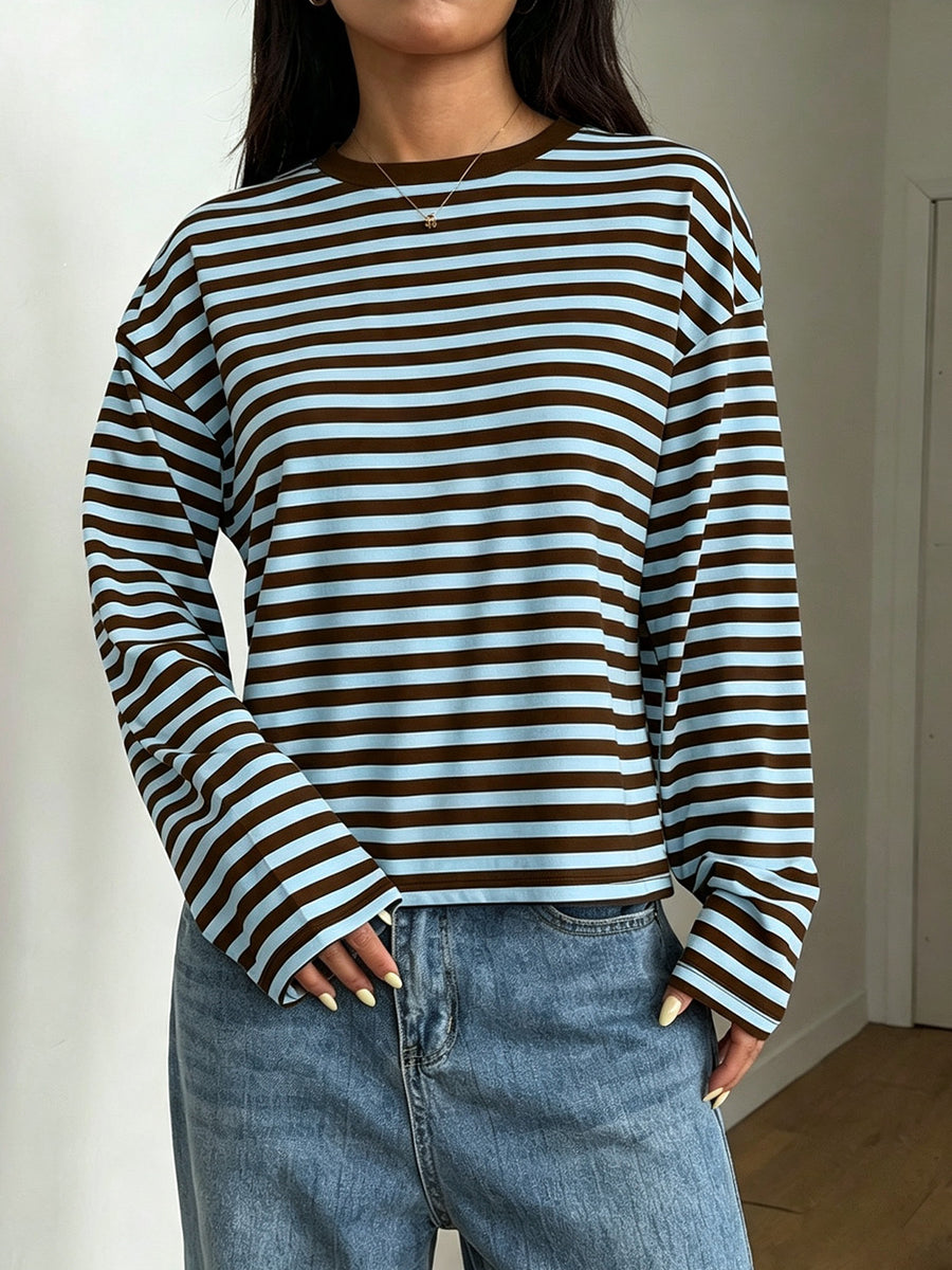 Fuchsia Pink t-shirt featuring stretch and striped