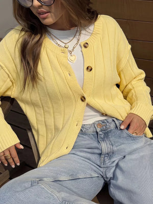 Button Up Dropped Shoulder Cardigan option 3