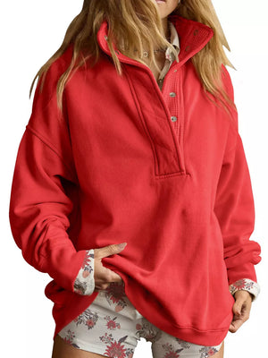 sweatshirt in Camel with henley and long sleeve
