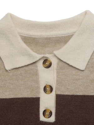 Color Block Polo Collar Sweater option 9