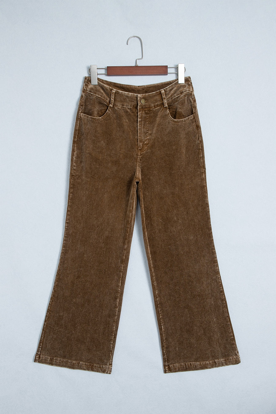 wide-leg pants in camel with pocketed and full-length
