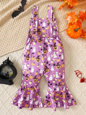 jumpsuit in lavender with pumpkin-print and ruffled