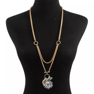 Moon & Sun Pendant 18k Gold-plated Necklace in Style B with layered