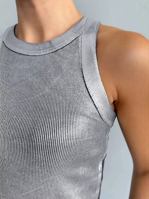 silver tank top with hip-length and pullover