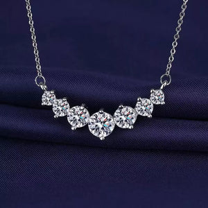 925 sterling silver,Moissanite Carat weight: 2 necklace in light blue with straight silhouette