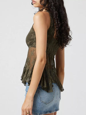 tank top in Purple with lace and hip-length