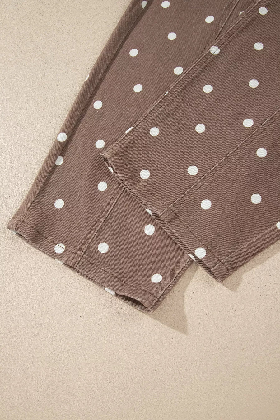 Tailored Seam Polka Dot Barrel Jeans in Dark Brown