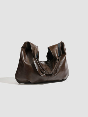 PU Leather Imported Size & handbag in dark brown with relaxed silhouette