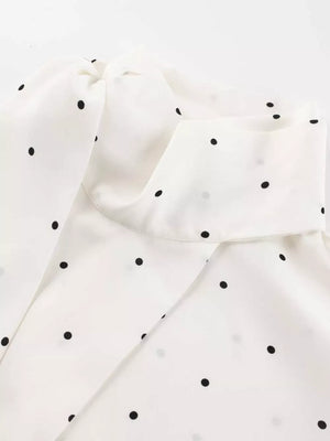 ivory blouse with pullover and polka dot