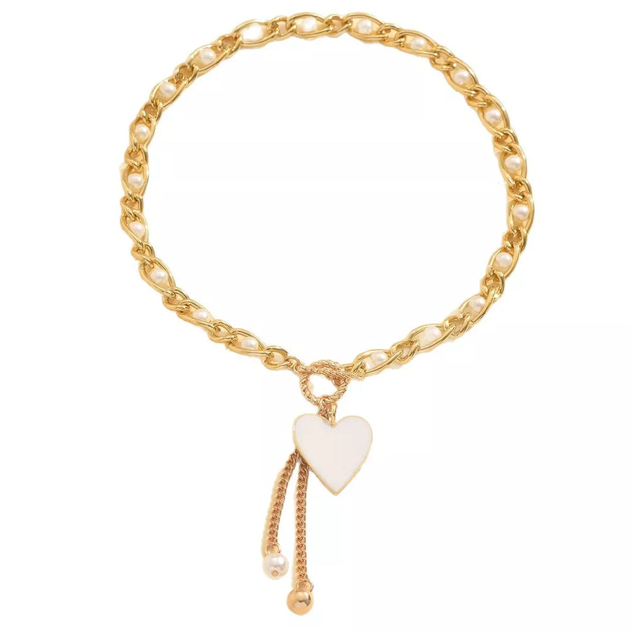 gold necklace with choker length and toggle