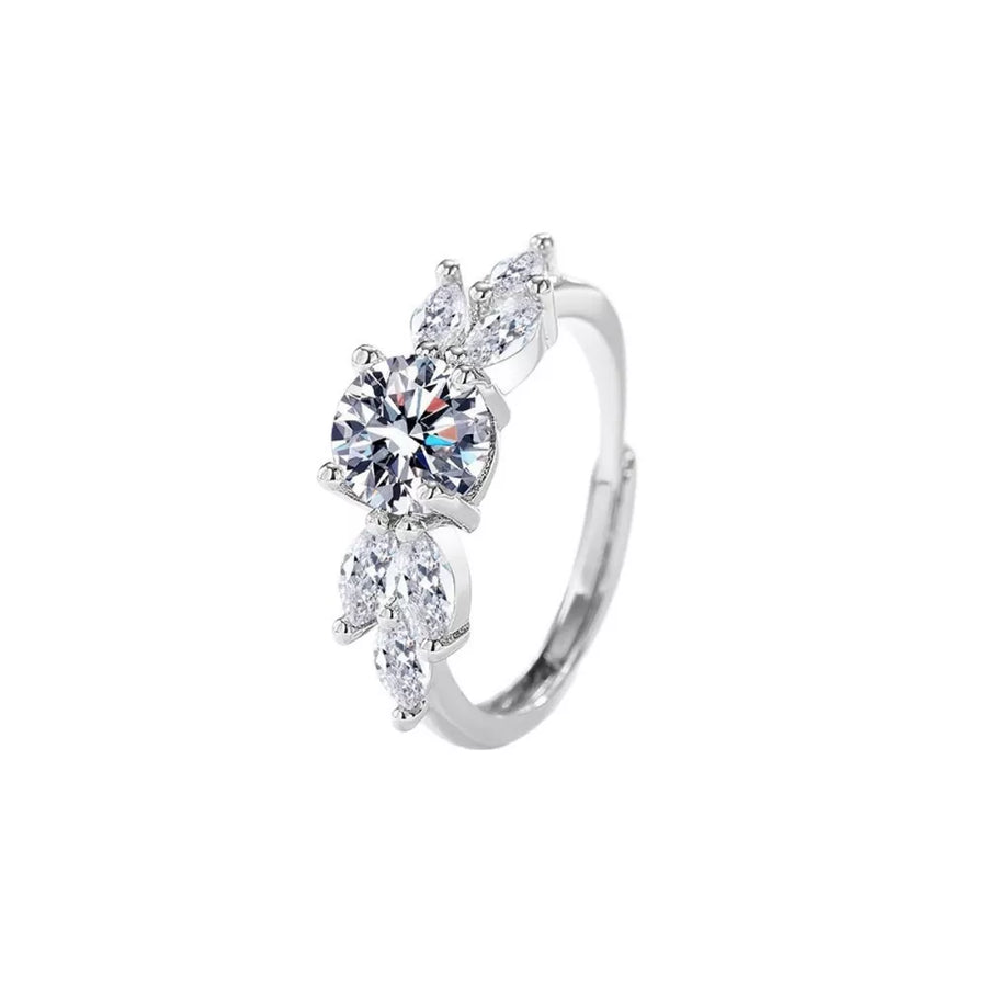 1 Carat 925 Sterling Silver Moissanite Ring in clear with adjustable