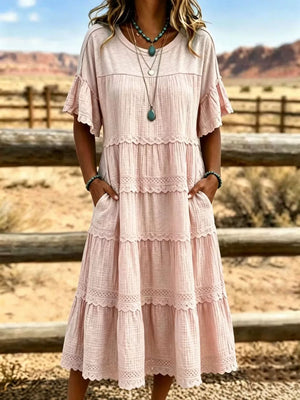 100% polyester Care instructions: Machine wash cold midi dress in White with A-line silhouette