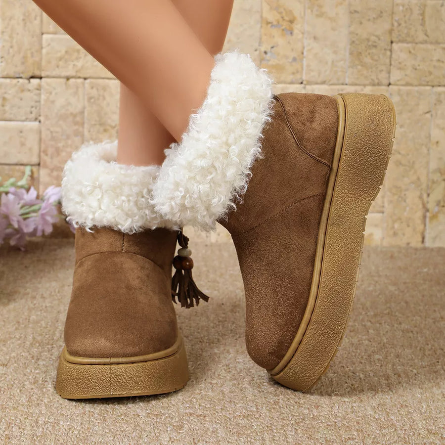 Suede,Fluff,Rubber Imported Size & boots in camel with ankle boot silhouette