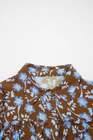 shirt dress featuring floral in sky blue with 100% viscose Care instructions: Machine wash cold texture