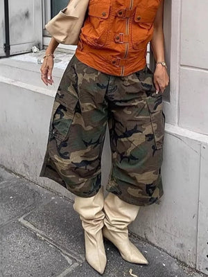 Camouflage Camouflage Cargo Cropped Pants