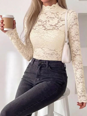 black blouse with pullover and lace