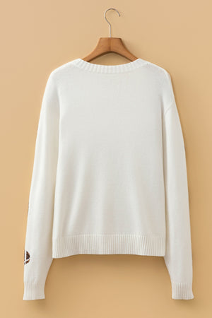 pullover sweater featuring novelty print in bronze with 100% polyester Care instructions: Machine wash cold texture
