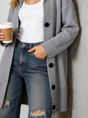 100% polyester Care instructions: Machine wash cold cardigan in Gray with relaxed silhouette