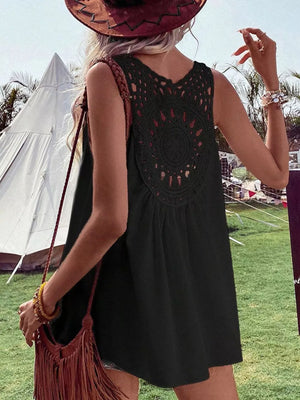 bohemian tank top in Black with v-neck