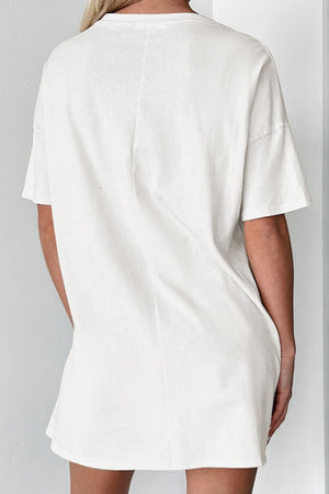 Beach Babe Graphic Tee Dress in White