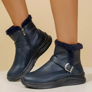 boots in Beige with faux fur lining and ankle-length