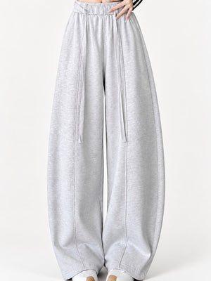 Cotton 50%& wide-leg pants in Dark Gray-Tall with loose silhouette