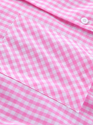 pajama set in bubblegum pink with buttoned and full-length