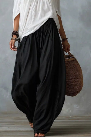 Off-shoulder Top And Wide-leg Pants Set Plus Size in Deep Red