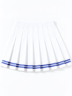 pleated skirt in White And Red - Striped With Built-in Shorts with pleated and mini